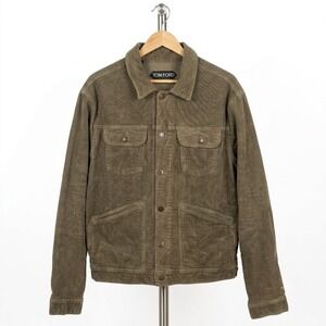 Tom Ford Corduroy Cotton‎ Blend Tan Fitted Trucker Jacket Utilitarian XL